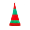 Long bonnet de Noël rayé rouge et vert en peluche avec pompon blanc pour fêtes de Noël - Bonnet Rayé Extra Long Rouge Et Vert - Style Adulte