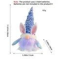 Illuminated Easter Gnome with blue sequin hat and rabbit ears, 30cm height battery powered - Style 2(D2-31) / Blue
