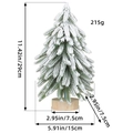 Miniature flocked cedar Christmas tree with a round wooden base measuring 29cm in height - Large / Snow Flocked