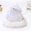 Gorro de Navidad de lentejuelas blancas con adorno de piel sintética para decoración hogar - Estilo Lentejuelas Reversibles Blancas