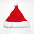 Klassische rote Weihnachtsmütze aus Samt mit weißem Plüschsaum und Bommel für Festtage - Plüsch-Stil
