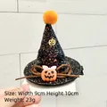 Mini fermaglio per capelli a cappello da strega per Halloween con glitter e pompon arancio - Molletta Cappello con Paillette-Nero