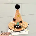 Cerchietto con cappello da strega arancione glitterato per Halloween, 9 cm di larghezza e 10 cm alte - Molletta Cappello con Paillette-Arancione