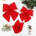 Set de tres lazos de terciopelo rojo en varios tamaños para decoración de árbol de Navidad - Pequeño 20x25cm / Rojo