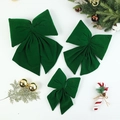 Juego de tres lazos navideños de terciopelo verde oscuro en varios tamaños para decoración - Pequeño 20x25cm / Verde