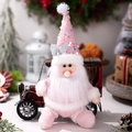 Babbo Natale in peluche rosa con paillettes per decorazione natalizia da appendere - Babbo Natale