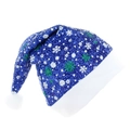 Cappello di Natale blu con fiocchi di neve e bordo in peluche per decorazioni di festa - Blu