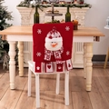 Housse de chaise de Noël rouge tricotée avec bonhomme de neige 3D et motifs flocons - Bonhomme de Neige