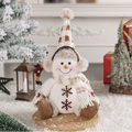 Gnome bonhomme de neige en tricot marron avec motif à carreaux pour décoration de Noël - Style Chapeau Rond