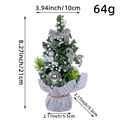 Afmetingen van 21cm mini tafelkerstboom met zilveren strikken en witte bessen decoratie - Zilver