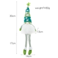 Gnome de Noël lumineux avec longues jambes et chapeau rayé vert, hauteur 47cm, poids 80g - Vert