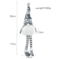 Gnome de Noël en peluche avec chapeau flocon de neige gris et longues jambes rayées, 47cm - Gris