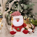 Hanging Christmas Santa ornament with red striped knit hat and gold bell decoration - Red Santa Claus Pendant