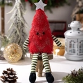 Adorabile albero di Natale in peluche rosso con gambe lunghe a righe per decorazione - Bambola di Peluche Albero di Natale Rosso Gambe Lunghe