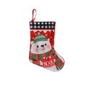 Christmas stocking featuring a cute polar bear illustration and red buffalo plaid cuff - Polar Bear Pattern Style (Gewe Christmas Stocking 07)