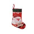 Plaid Christmas stocking with Santa Claus design and SNOW text for holiday home decor - Santa Claus Pattern Style (Gewe Christmas Stocking 08)