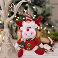 Christmas reindeer plush ornament with red knit body and a striped Santa hat - Red Reindeer Pendant