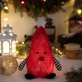Leuchtende rote Gnom-Plüschfigur als Weihnachtsbaum Deko mit LED und Silberstern - Rot
