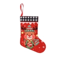 Red Christmas stocking with black and white plaid cuff and cute reindeer holiday design - Cute Reindeer Pattern Style (Gewe Christmas Stocking 011)