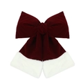 Nœud de Noël en velours rouge foncé avec bordure en fausse fourrure blanche - 20*25cm / Velours Bordeaux