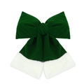 Nœud de Noël en velours vert foncé avec bordure en fausse fourrure blanche douce - 20*25cm / Flanelle Verte