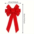 Grande fiocco natalizio in velluto rosso con bordo dorato, 27x50cm per decorazioni festive - Fiocco Rosso a 10 Anelli / 27*50cm