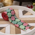 Nastro natalizio verde con motivi a spirale di caramelle per confezioni regalo fai da te - Nastro Natalizio Stile C