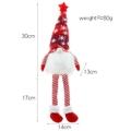 Gnome de Noël avec bonnet rouge à flocons lumineux et longues jambes rayées - Rouge