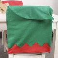 Housse de chaise elfe de Noël en tissu non-tissé rouge et vert pour décor de table - Style Chapeau d'Elfe Vert