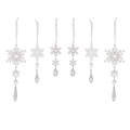 6-teiliges Set aus transparenten Acryl-Schneeflocken mit Perlen für den Weihnachtsbaum - Schneeflocken-Eiszapfen-Stil (Acryl Schneeflocke Eiszapfen Anhänger 6 Stück) / Transparent