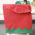 Housse de chaise bonnet d'elfe de Noël en intissé rouge et vert avec pompon blanc - Style Chapeau d'Elfe Rouge