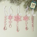 Set da 10 pendenti natalizi rosa in acrilico con fiocchi di neve e ghiaccioli - Rosa