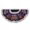 Bandiera a ventaglio di Halloween con zucche a scacchi e motivo a rombi viola - Stile Zucca a Quadri (万圣节皱褶扇形旗01)