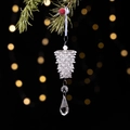 Transparenter Acryl-Zapfen Weihnachtsanhänger mit weißer Perle und Satinband - Transparent