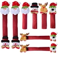 Juego de 8 fundas navideñas para tiradores de nevera con muñecos 3D de Papá Noel y Muñeco nieve - Juego de Ocho Piezas de Cubierta de Manija Estilo 2