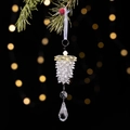 Transparenter Acryl-Zapfenanhänger mit Kristalltropfen für den Weihnachtsbaum - Gelb