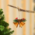 Kerst gouden dubbele bellen met dennenappels en rode bessen hangend aan touw - Gouden Dubbele Bel (13*10*5cm)