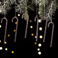 6er-Pack rosa Acryl-Zuckerstangen-Anhänger für Weihnachtsbaumschmuck mit Aufhängeschleifen - Rosa