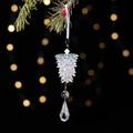 Transparent acrylic pinecone ornament with blue accents and crystal droplet for Christmas trees - Blue