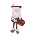 Christmas stocking with long legs and cartoon Santa Claus in red and green finish - Gnome Style 11