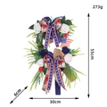 Patriotic USA Independence Day wreath with red white and blue flowers 55x30cm size - Independence Day Double Bow Wreath