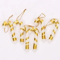 Set di 6 decorazioni natalizie a forma di bastoncino di zucchero bianco e oro - Stile Oro