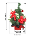 Mini albero di Natale con fiocchi rossi e fiori bianchi, decorazione da tavolo 25cm - Base Rossa Con Fiocco