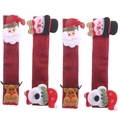 4-teiliges Set Weihnachts-Griffabdeckungen aus Sackleinen mit festlichen Plüschfiguren - Sortierte Weihnachts-Cartoon-Stile