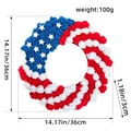 Patriotic USA Independence Day floral wreath, 14 inch red white blue artificial decor - W3-4 Round Style