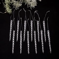 12er-Set transparente Eiszapfen aus Acryl für Weihnachtsbaumschmuck auf schwarzem Hintergrund - 16CM (12 pro Packung) / Transparent