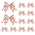 Lot de nœuds de Noël à pois rouges et verts sur tissu blanc pour décoration - Nœud Papillon à Pois Blancs