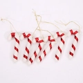 Set di 6 decorazioni natalizie a forma di bastoncino di zucchero a strisce rosse e bianche - Stile rosso