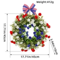 Independence Day wreath with red white blue roses and American flag bow 45cm - W3-5 Independence Day Hydrangea Wreath