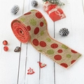 Christmas burlap ribbon with red and green glitter polka dots for holiday tree DIY - Polka Dot Ribbon 5 Yards Style B (Burlap)